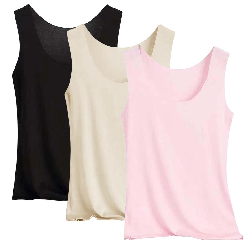 Women's Solid Color Tank Top Seamless Silk Undershirt Sleeveless Shirt