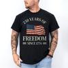 250 Years of Freedom Since 1776, 1776-2026 Vintage American Flag Patriotic Tee