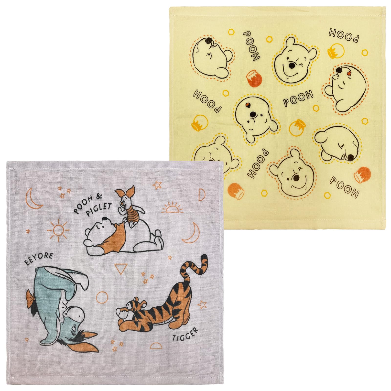 Hayashi Wash Set of 2 34 x 35 Gauze Pooh Friends Good WM474300 Towel, Designs, Approx. cm, Pile, & Luck,