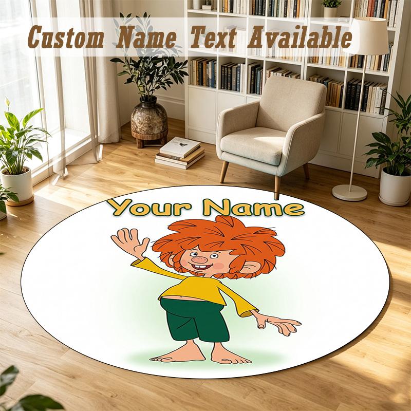 Pumuckl Personalized Round Rug Support Custom Name, Soft Home Decor Mat