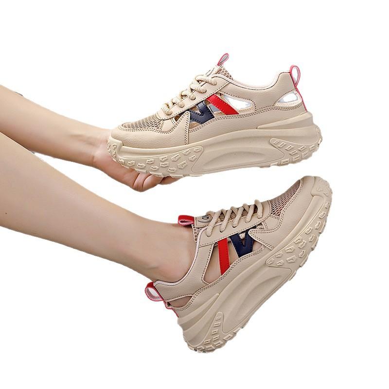 Daddy Shoes Girl 2025 New Popular Summer Breathable Mesh Thick-soled Versatile Lightweight Casual Sports Hollow Sandals