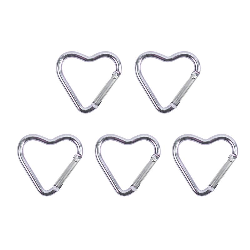 5 ks Venkovní karabina Klíčenka ve tvaru srdce Klip Kroužky z hliníkové slitiny Lezecké klipy Karabina s pružinovým uzávěrem Odolná