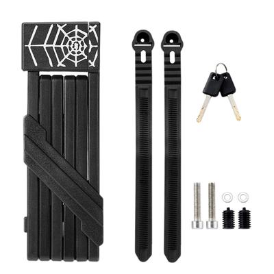 Bicycles Scooter Motorcycle Folding Lock Fold Chain Heavy Duty Metal Foldable Lock with Key and Frame Mount Enduring