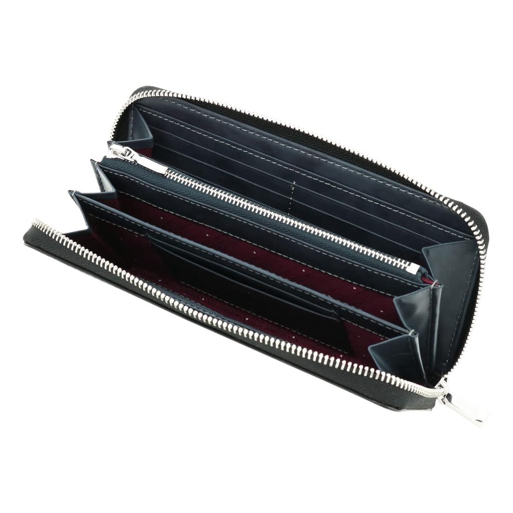 Long Wallet Genuine Leather 728616 Max Round Zipper Large Capacity Card Storage Cowhide Italian Leather Navy [Takeokikuchi] Men's [07]