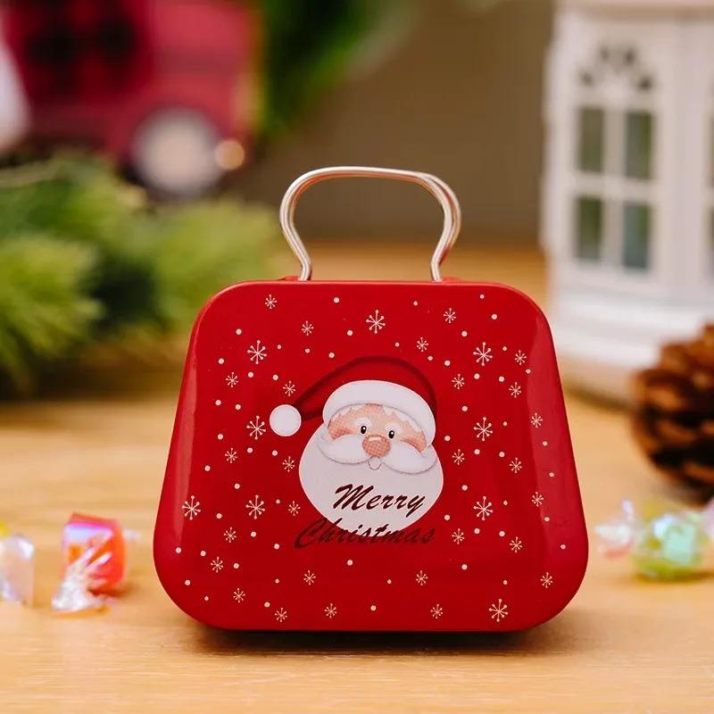 Mini Christmas Tin Candy Box Handbag Gift Box for Holiday Party Favors Gift Wrapping and Festive Table Center Decoration