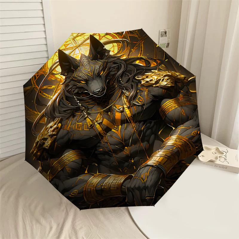 

1PC Egyptian, Anubis Umbrella-8-Rib Reinforced, Automatic Open, Lightweight & Durable, Cute Fashion Accessory for Outdoor-W9237