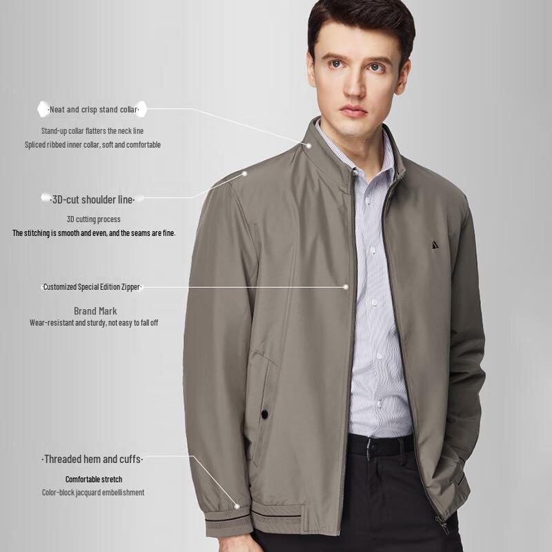 Shanshan Men's Embroidered Business Casual Stand Collar Jacket