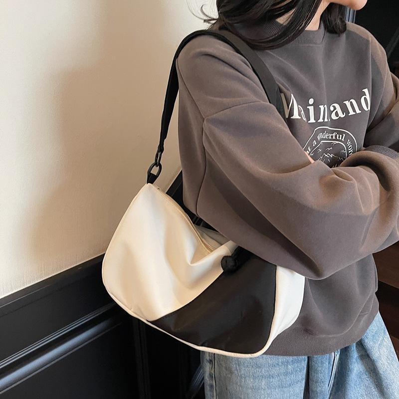 Contrasting Color Large-capacity Fashion Casual Bag 2025 Autumn New Fashion Korean Shoulder Messenger Bag Pillow Bag Korean Version