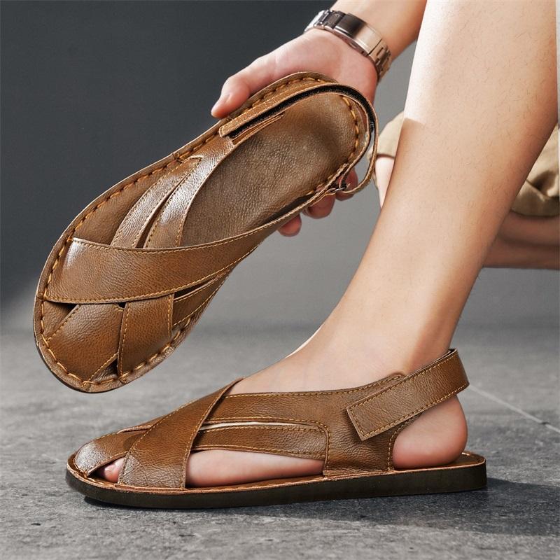 TUINANLE Herren Sommer Slip-On Sandalen: Rutschfest, Weich, Stilvoll, Lässig, Große Größen, Ledersandalen