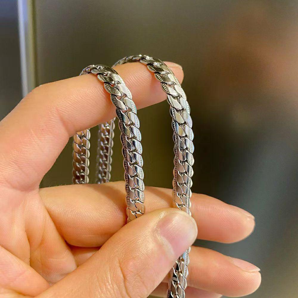 

Ожерелье из титановой стали с тиснением в виде кубинской цепи: Мужская модная цепочка на ключицу, простой аксессуар в стиле хип-хоп