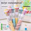 Blue Fruit Multi-Color Layerable Press-Type Ballpoint Pen for Painting and Journaling