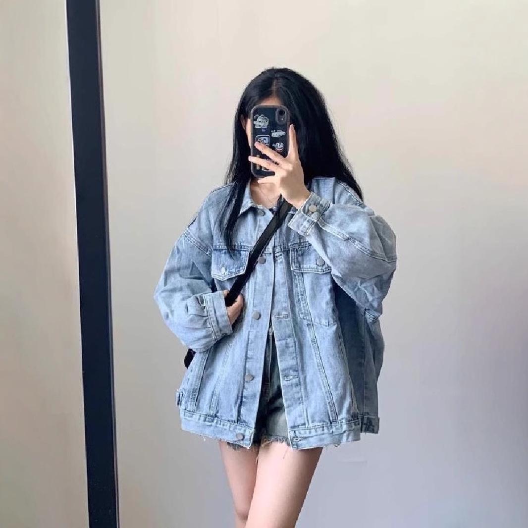 

Women s 2025 Oversized Unisex High-Quality Washed Denim Jacket S