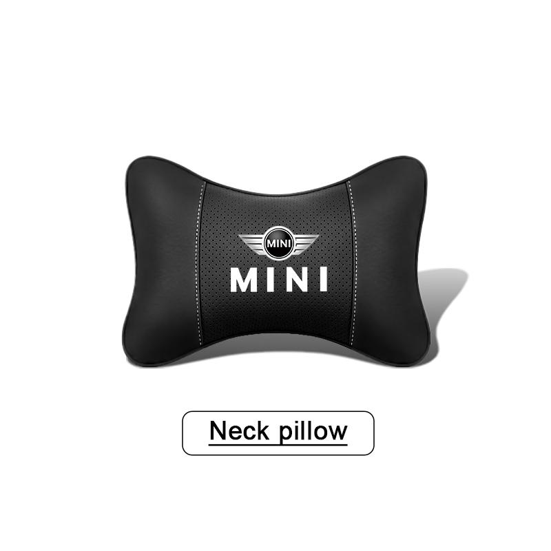 Car Neck Pillow Auto Emblem Headrest Accessories For MINI WORKS Cooper R56 F56 R50 JCW Cabrio Aceman Countryman Clubman Roadster