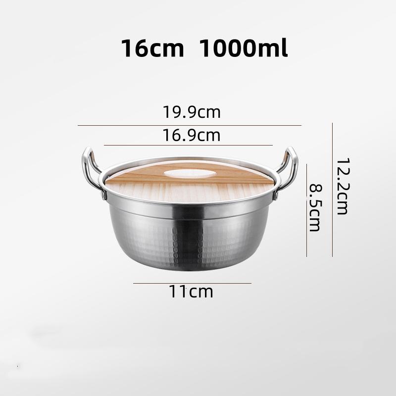 Kitchen Stainless Steel Korean Ramen Pot Double Handle Rust-proof Soup Noodle Small Pot Durable Gold Silver Milk Pot Cuisine