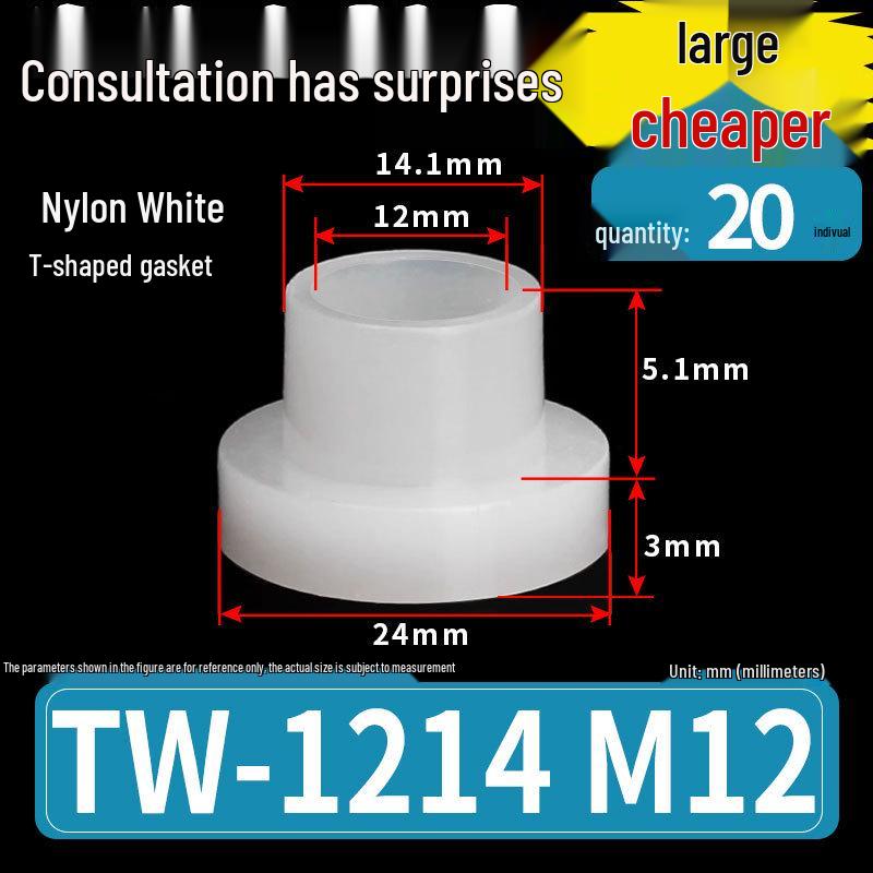 T-shaped Nylon Insulating Washer for M2-M12 Shafts