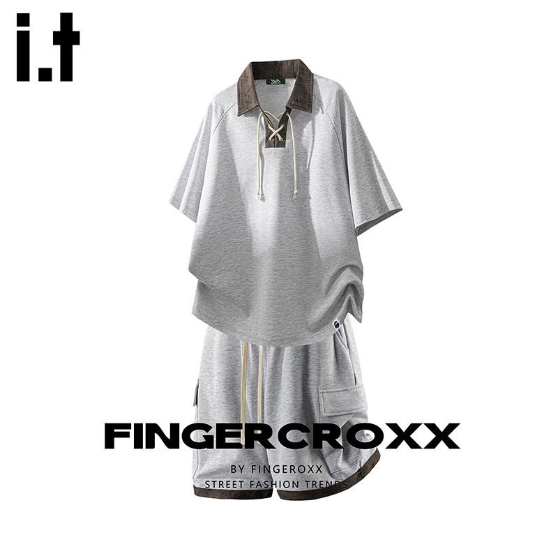 Fingercroxxit Men's Casual Summer Polo Shirt & Shorts Set
