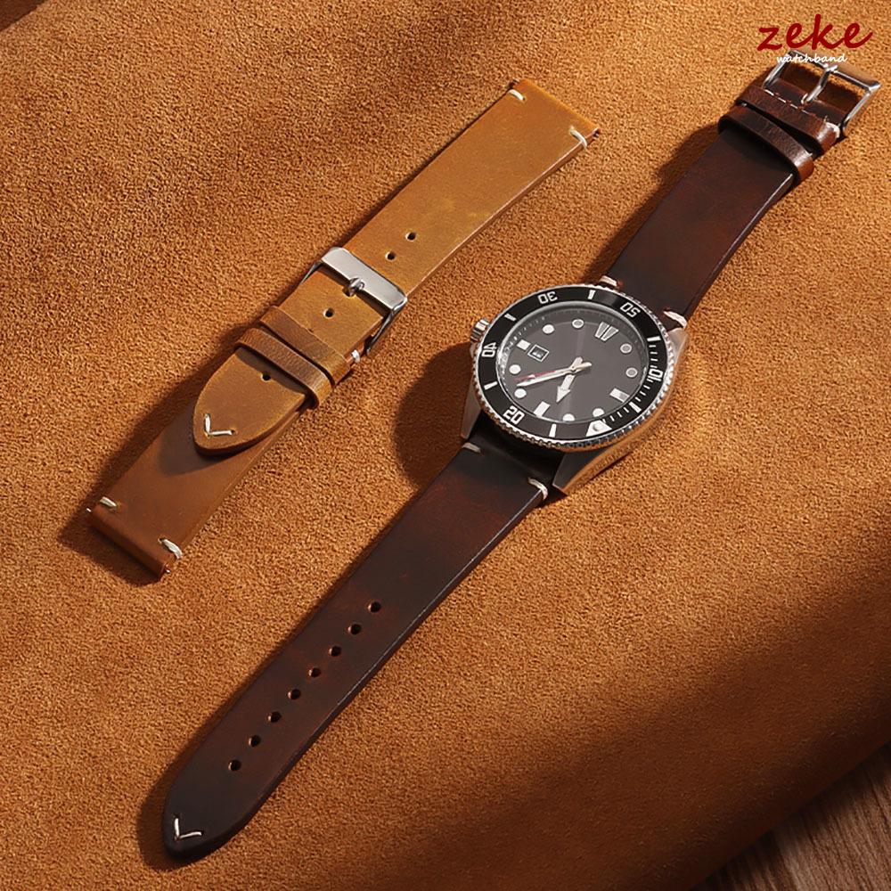Quick Release Retro Oil Wax Genuine Leather Watchband Calfskin Strap for Seiko for Omega Watchband 18mm 19mm 20mm 21mm 22mm 24mm