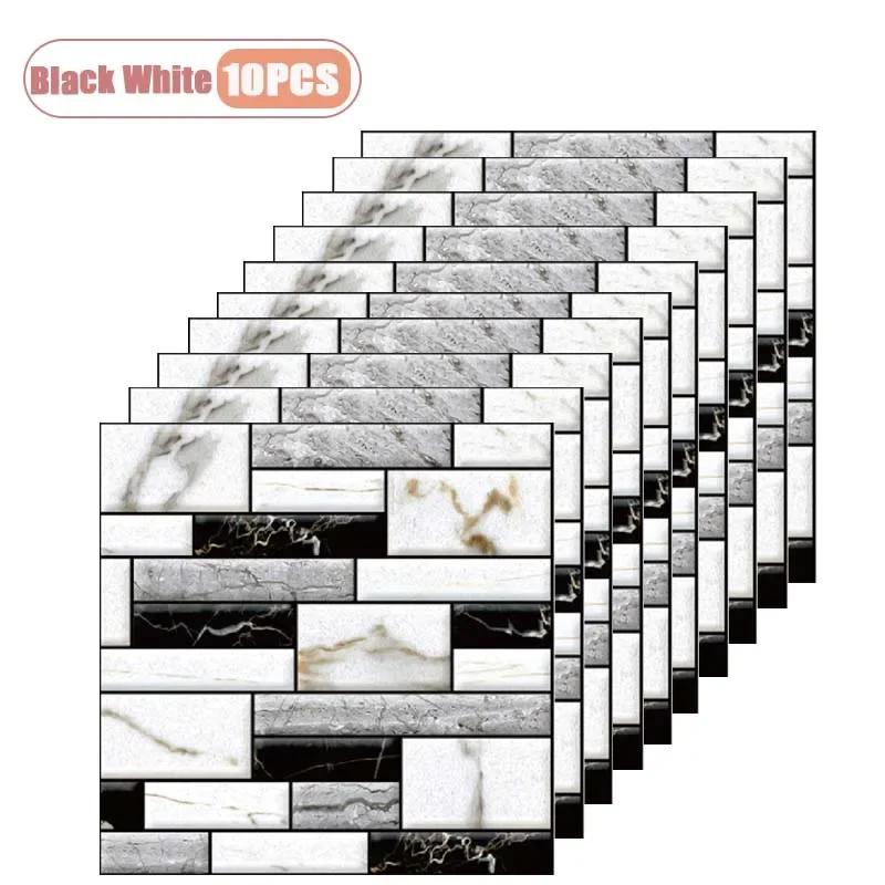 10PCS 3D Self Adhesive Wall Sticker PVC Waterproof Thick Wallpaper for Home Decoration Background Wall Renovation Peel and Stick