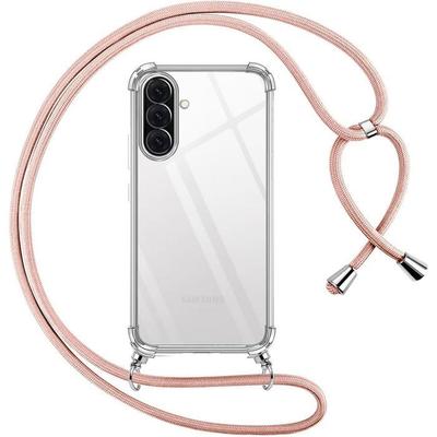 Schutzhülle - BOOLING - für Samsung Galaxy A26 5G - Stoßfest - Transparent - mit Rosa Kordel