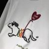 Plus Size Embroidered Puppy Cotton Short Sleeve T-Shirt for Women - Summer 2025 Loose Fit