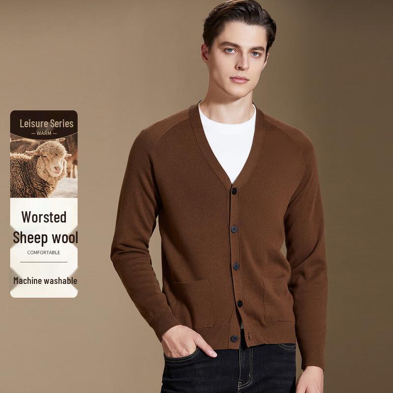 

Мужской кардиган с V-образным вырезом из шерстяной смеси, машинная стирка L