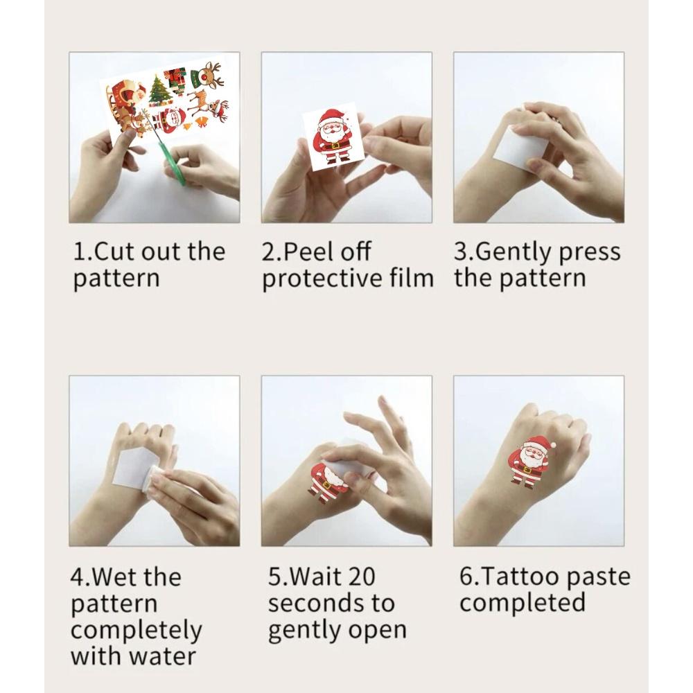 Waterproof Christmas Tattoo Stickers 10pcs/Set-Disposable Perfect for Holiday Parties Decorated with Christmas-Themed Patterns