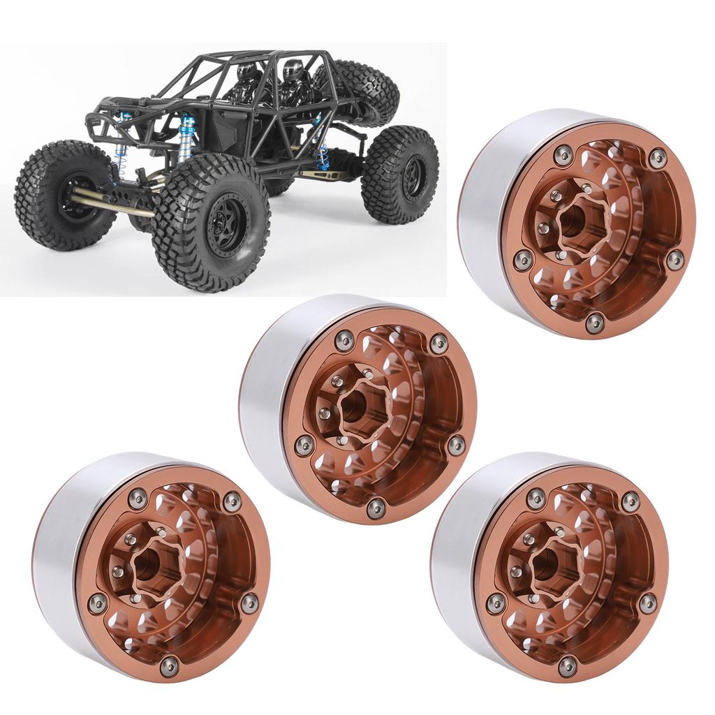 4pcs Beadlock RC Car Wheel Hub Set 1.9in Aluminum Alloy Tire   for 1Celsius10 1Celsius12 1Celsius14 Remote Control Cars