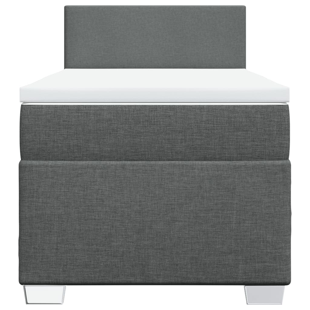 Box Spring Bed with Mattress Dark Grey 100 x 200 cm Fabric