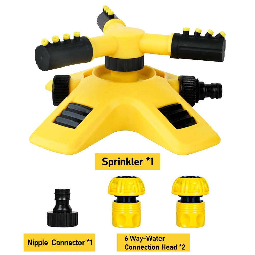 360 Degree Automatic Rotating Sprinkler Head 3-Arm Water Sprinkler Garden Lawn Large Area Coverage Water Sprinkler Irrigation