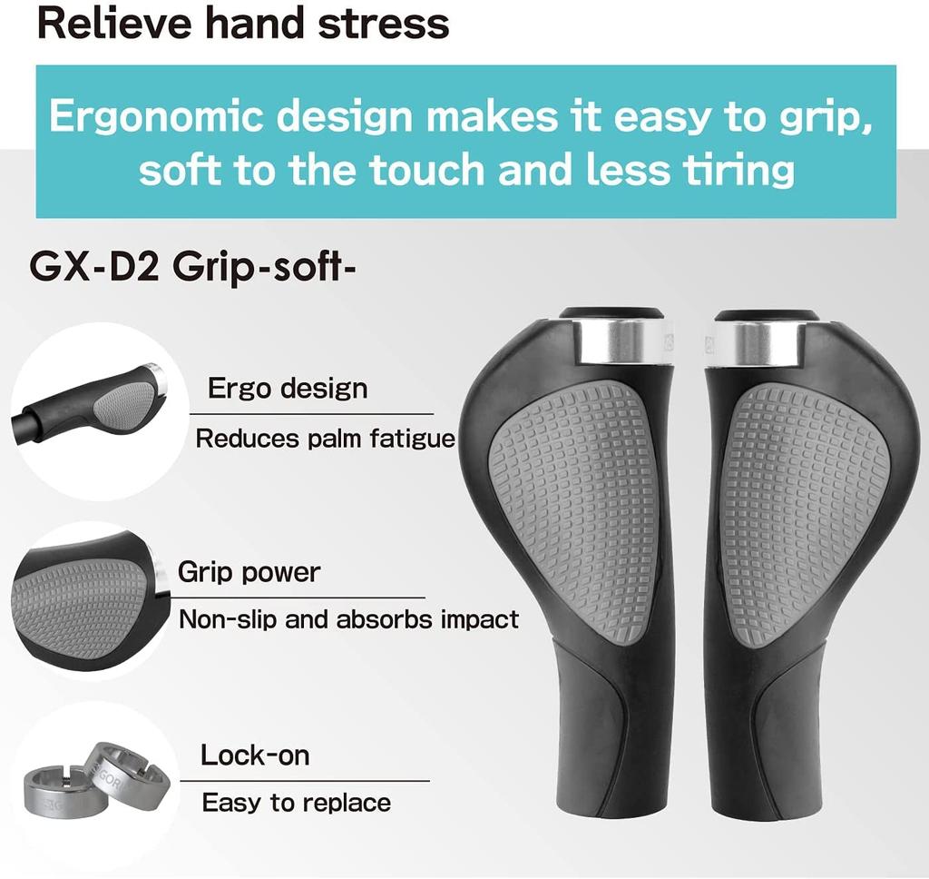 GORIX Bicycle Grips Grips for Cross and GX-D2 [Lock-On Bikes, MTB, Bicycles] (Black)