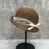 Celebrity Daughter Wind Black Lace Wool Hat Bow Beret Female Elegant Foreign Style Top Hat