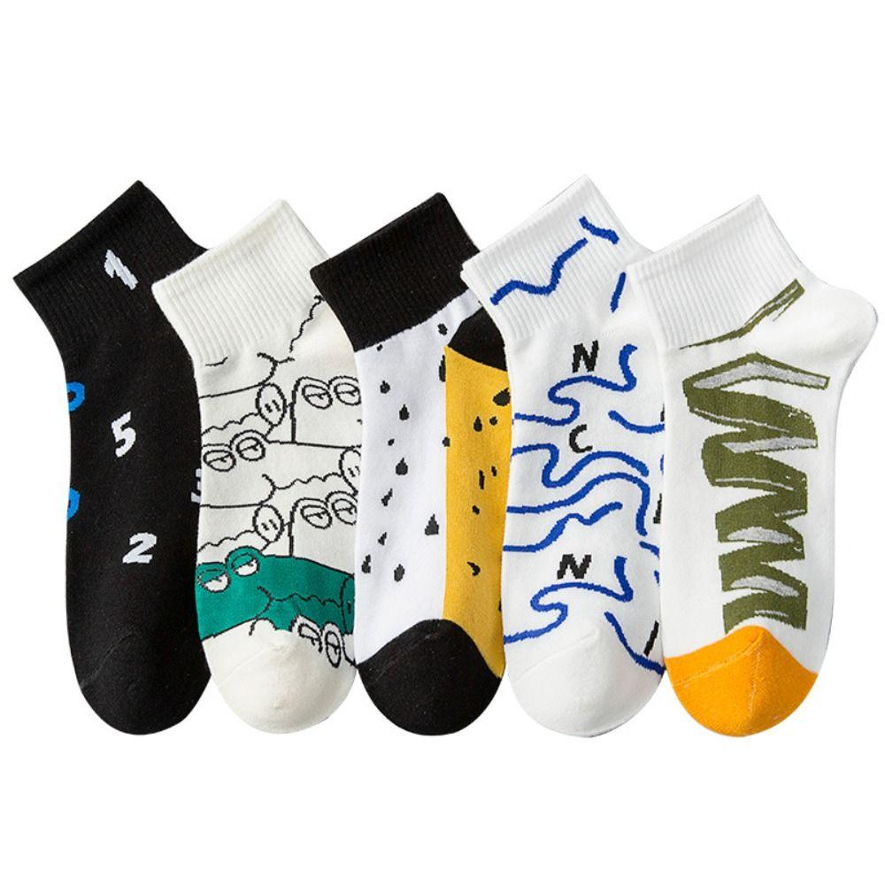 5Pairs Cotton Men Tube Socks Simple Sports Ankle Sock Casual Men's Mid-calf Socks  Female