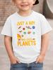 Who Loves Planets Kids Tee System Space Text Print Boys Girls Family Matching Cotton Summer Short Sleeve Basic Children Tshirt