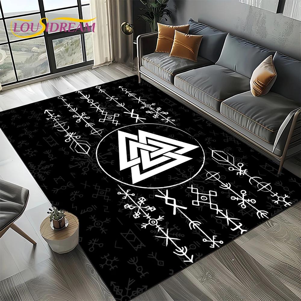 Odin Viking Symbol Valknut Nordic Valhalla Carpet Rug for Living Room Bedroom Home Sofa Decoration,Area Rug Non-slip Floor Mat