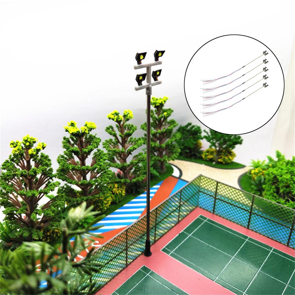 5Pcs/Set 1/100 Scale DC 3V Tower Lights Model Lights Layout Lamppost For Train/Garden/Playground/Stadium Model Lighting Tower