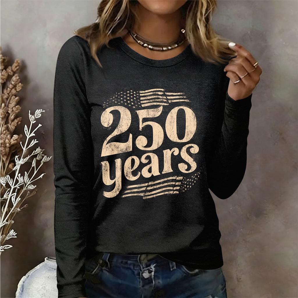 Damen Langarmshirt Damen Lässiges Rundhals Langarm Bedrucktes Oberteil