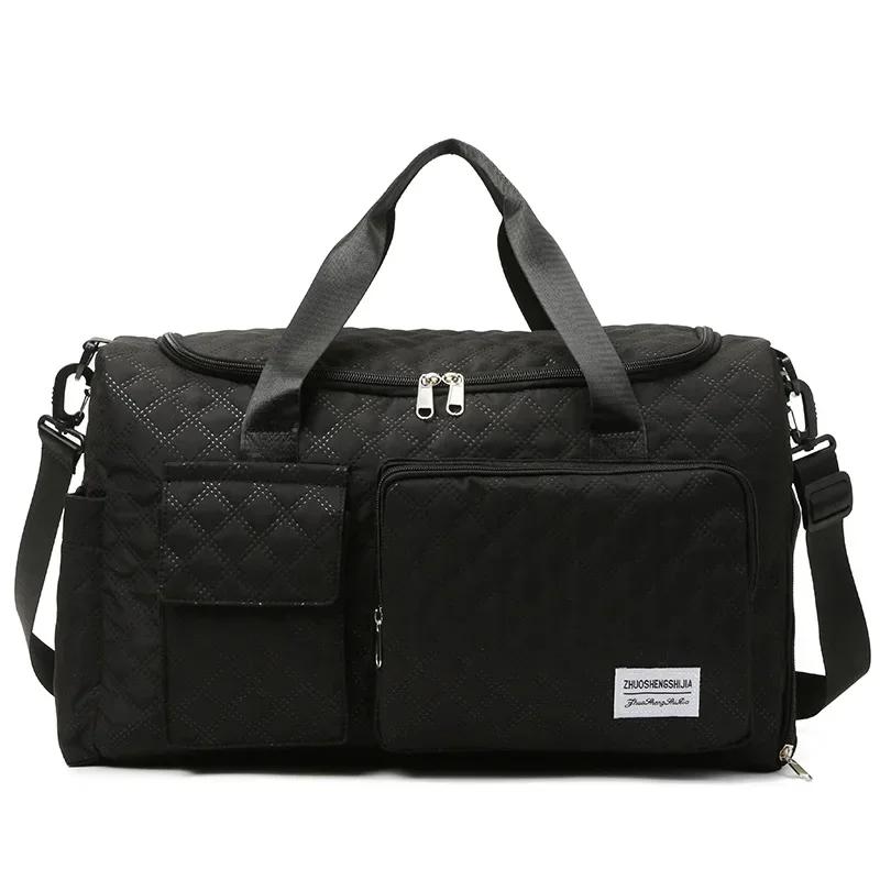 Casual zipper travel bag for women  unisex  lightweight  high capacity  multiple pockets  solid