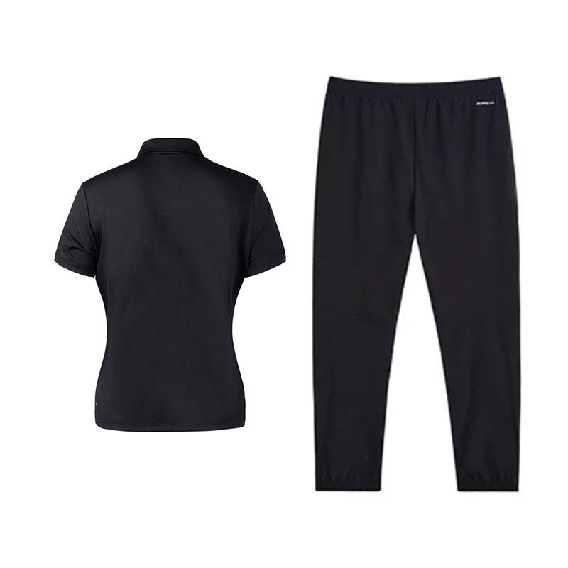 Li-Ning Modisches Atmungsaktives Poloshirt Bequeme Sport-Langhosen Lässiges Set Damen-Sets Schwarz W518-2+V820-1