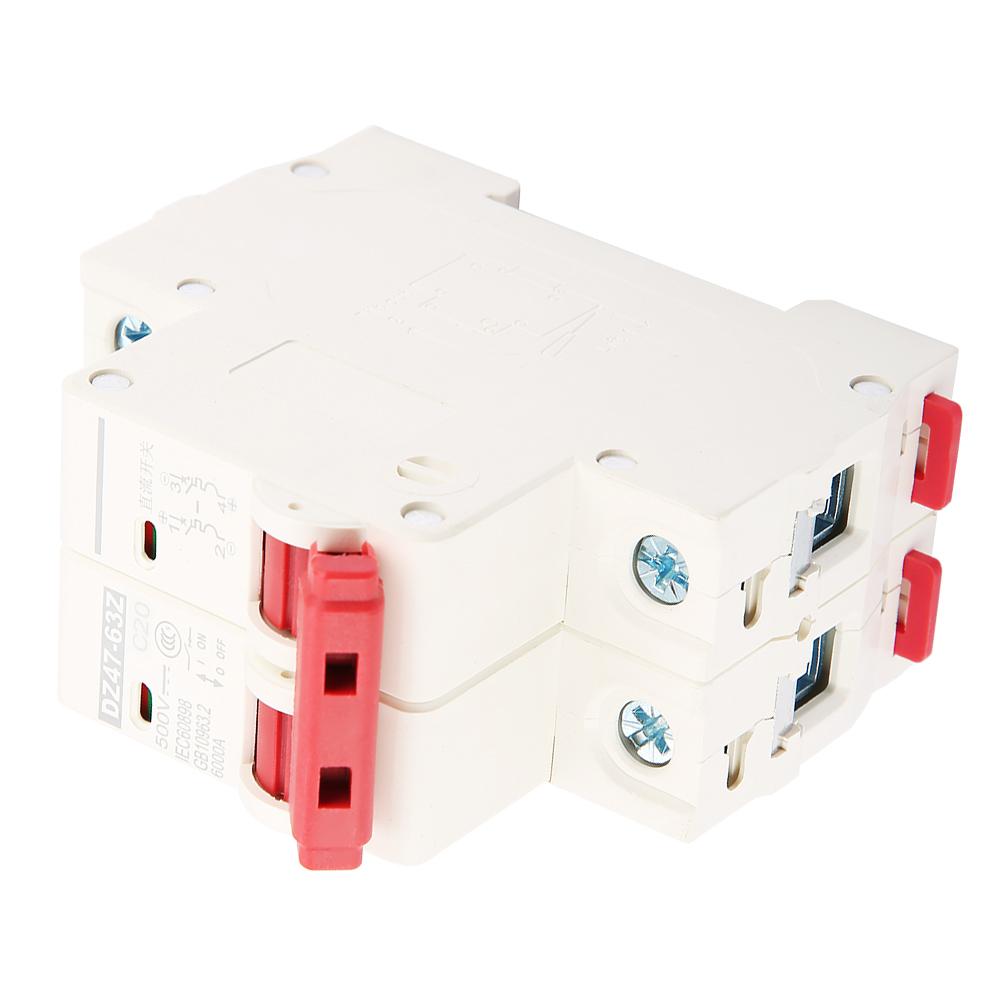 2P DC 500V 20A Mini Circuit Breaker MCB Safety Breaker DZ4763Z2P