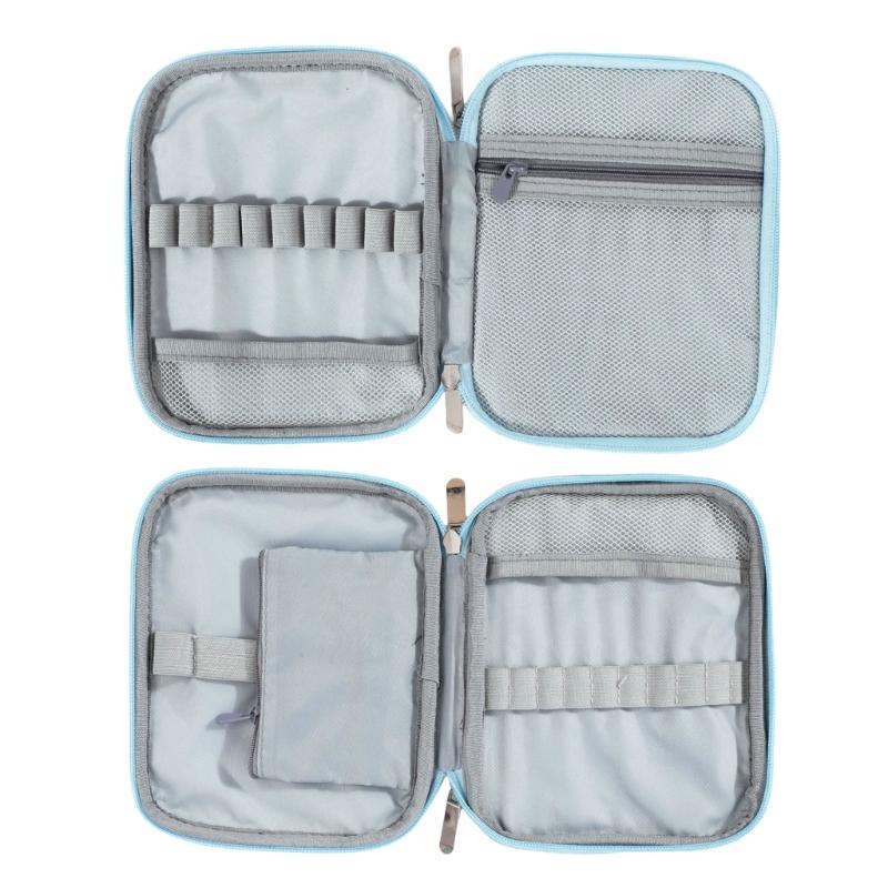 Häkelnadel-Organizer-Tasche Stoff Strickwerkzeug Aufbewahrungsetui Eingebautes Reißverschlussfach Elastische Schlitze für Nähzubehör