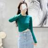 Sexy Black Cotton Women's Clothing O-Neck Long Sleeve Navel Autumn Base Women's Clothing Fashion Casual Ropa Mujer
