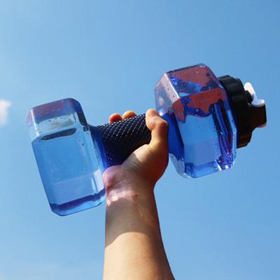 500/1500/2200/2600ML Dumbbell Sports Water Bottle Clear Portable Arm Strength Training Workout Water Drinking