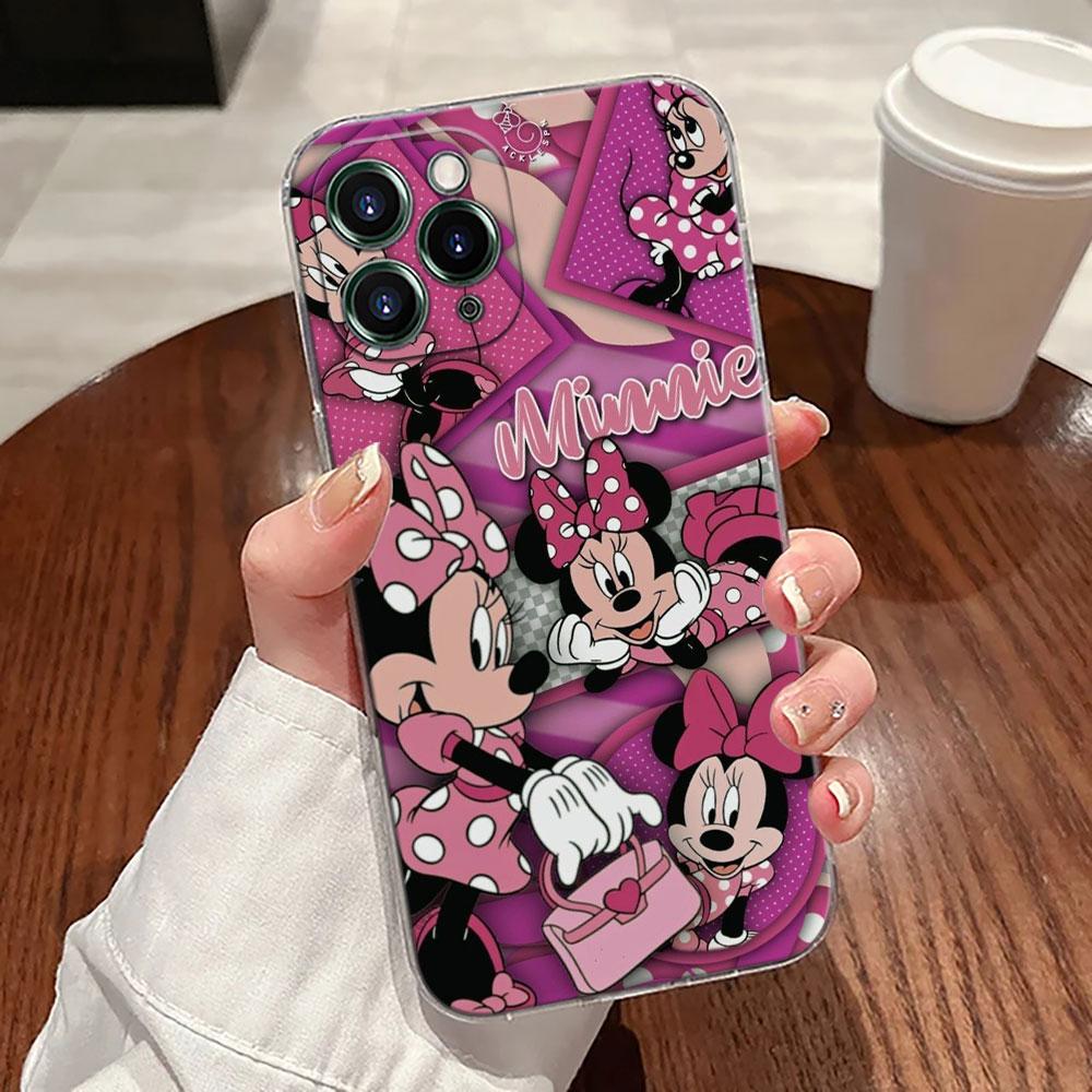 Cartoon Minnie Mouse Transparent Phone Case For iPhone 17 Pro Max 17E 11 12 13 14 15 16 Pro Max Plus 17 Air 16E 7 X Disney Cover