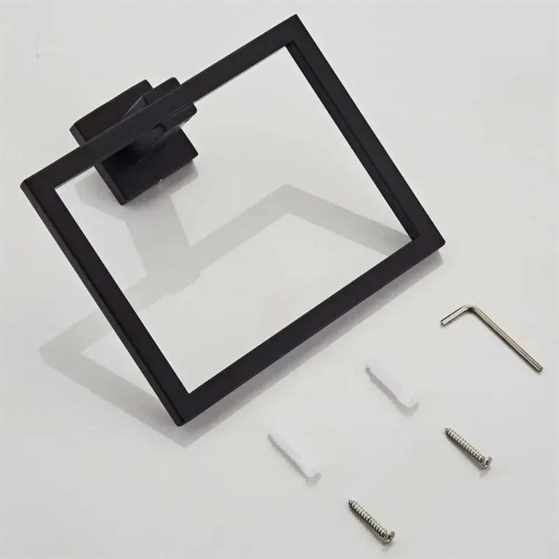 Matte Black Suction Cup Towel Ring Stainless Steel Hand and Face Washcloth Holder Dish Towel Hanger for Shower and Bathroom Wall