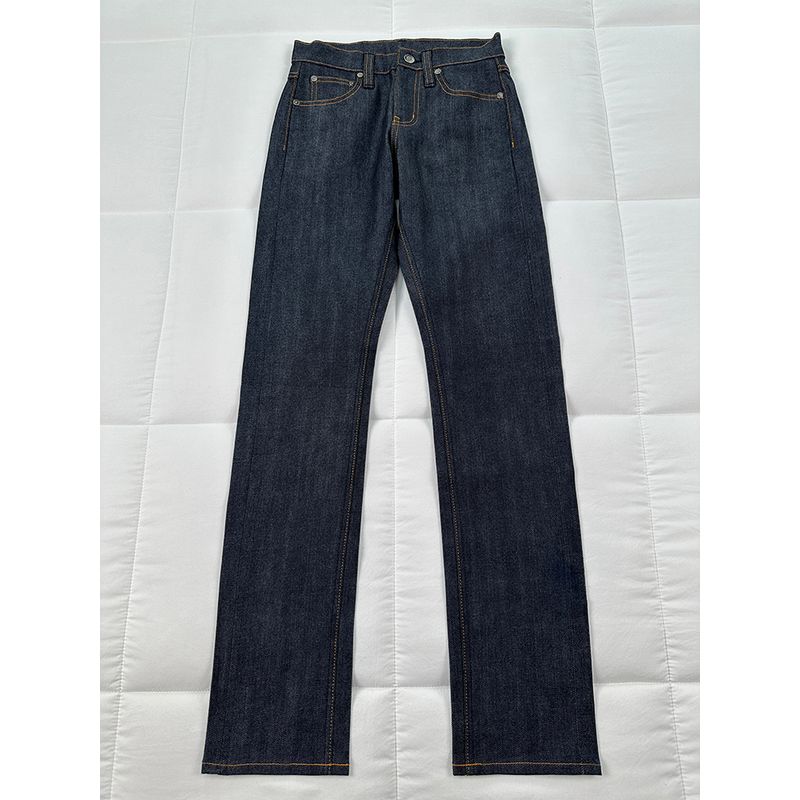 

Fitting Room * Version Red Ear Cloth Edge Non-Elastic Small Straight Pants K-style Work Clothing Retro Mid Waist Denim Primary Blue 34