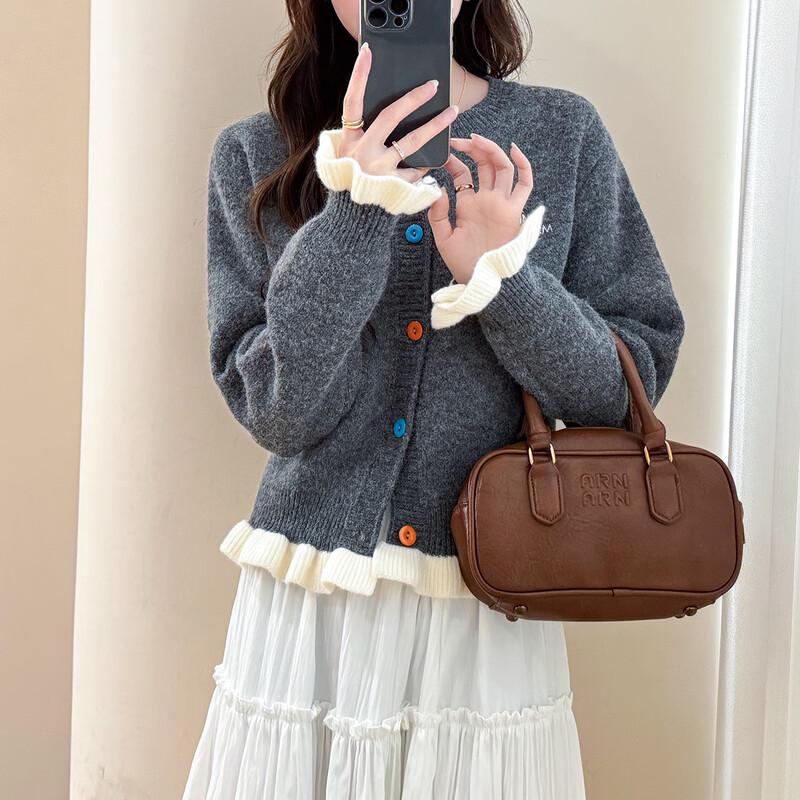 

TonLion Women s Embroidered Round Neck Cardigan M