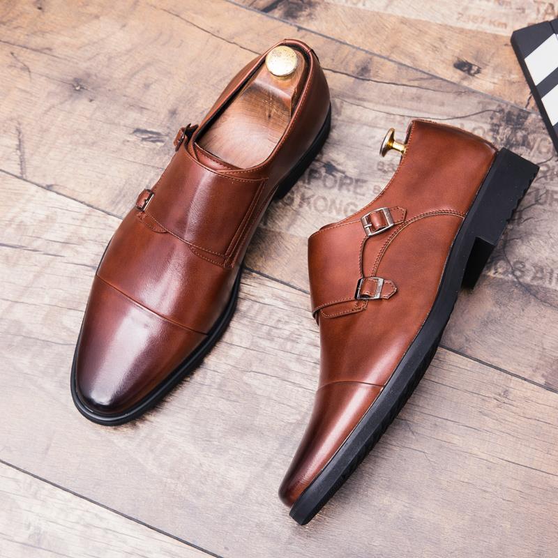 Three-head large-size shoes British pointed leather shoes raw business dress casual shoes studio size