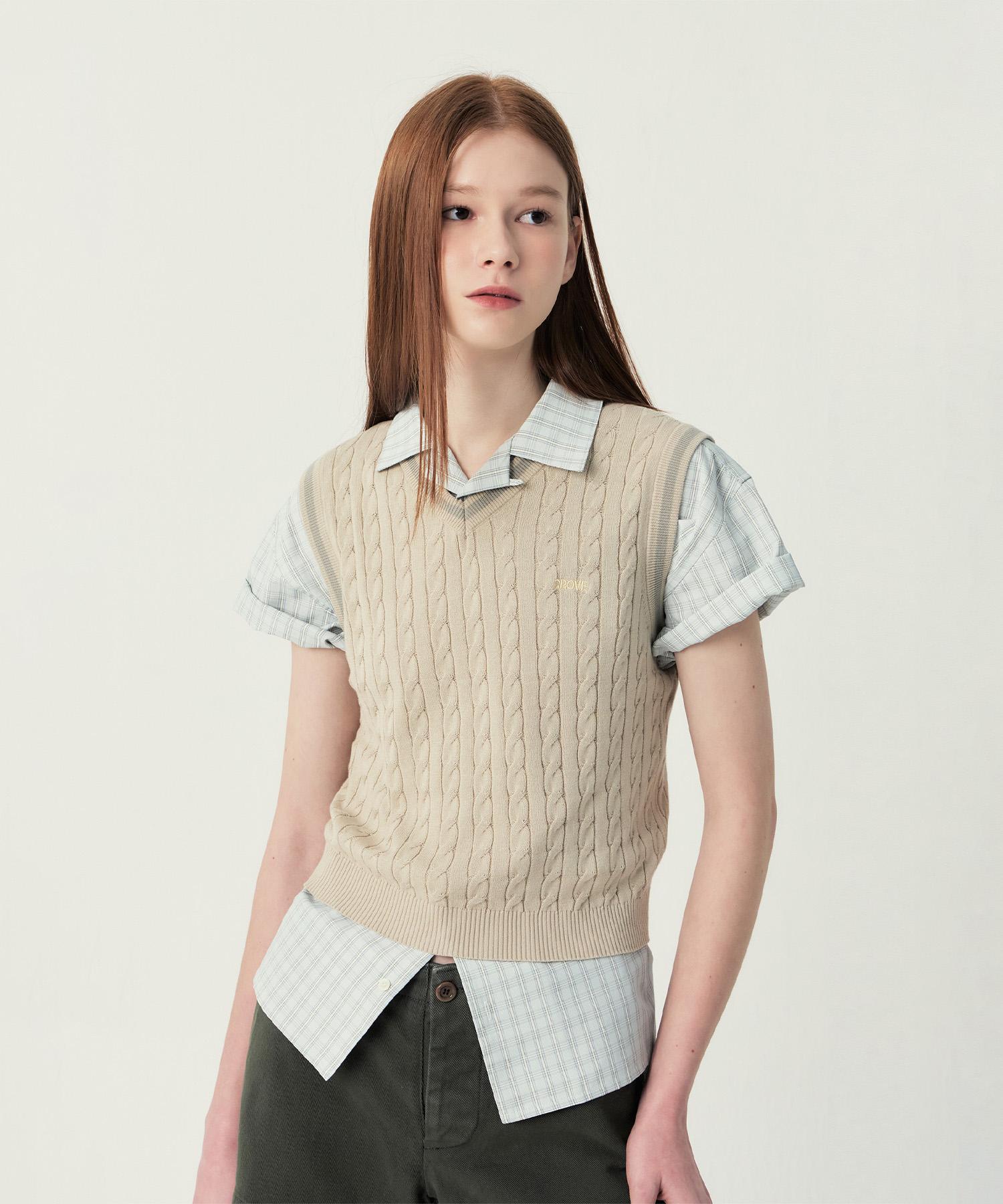 Вязаный жилет Grove Koa с V-образным вырезом (бежевый) Beige/F