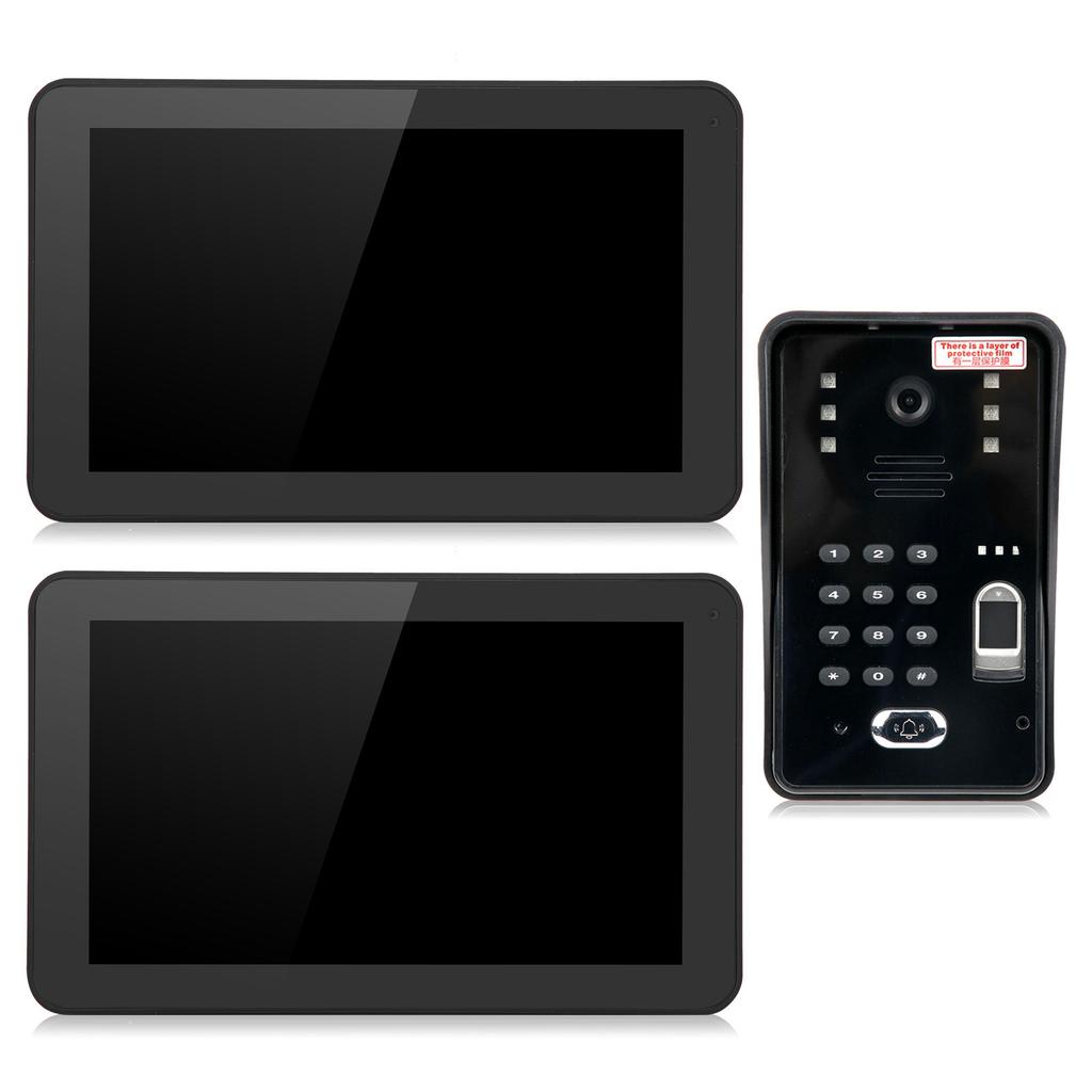 9in Video Doorphone Wired Wifi 2 Monitors Fingerprint Password IC Card Remote Access Control