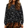 Women's Halloween Print Neck Pullover Sweatshirt, Long Sleeve Casual Fashion Top